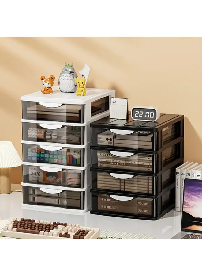 Large Black 4 Layer Desktop Organizer with Drawers Office Storage Box - Image 2